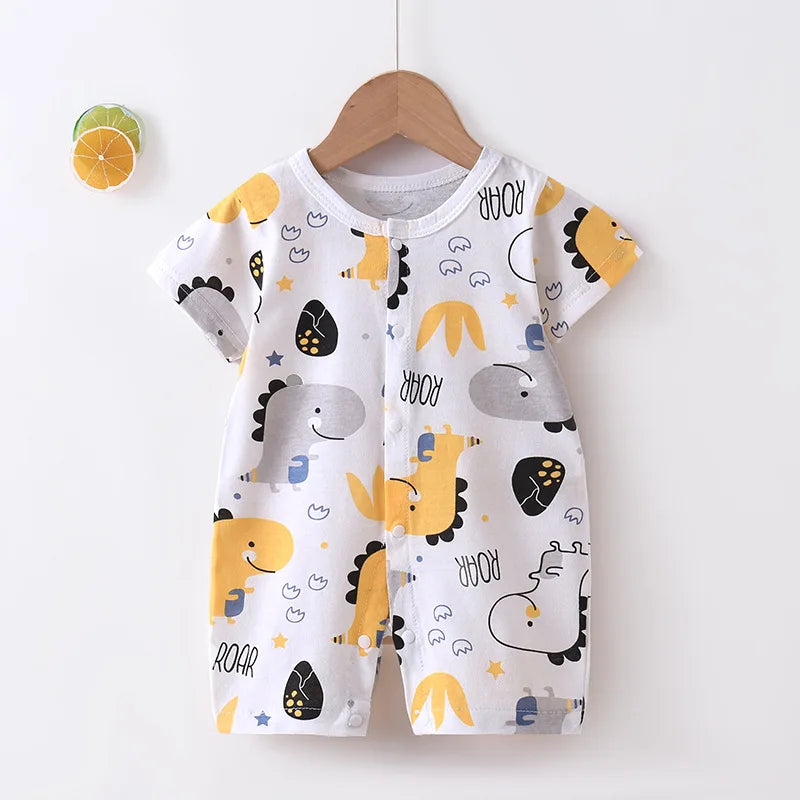 New Baby Onesies Climbing Clothes Pure Cotton Summer Newborn Boys Girls Rompers Short-Sleeved Thin Harness Infant Clothes