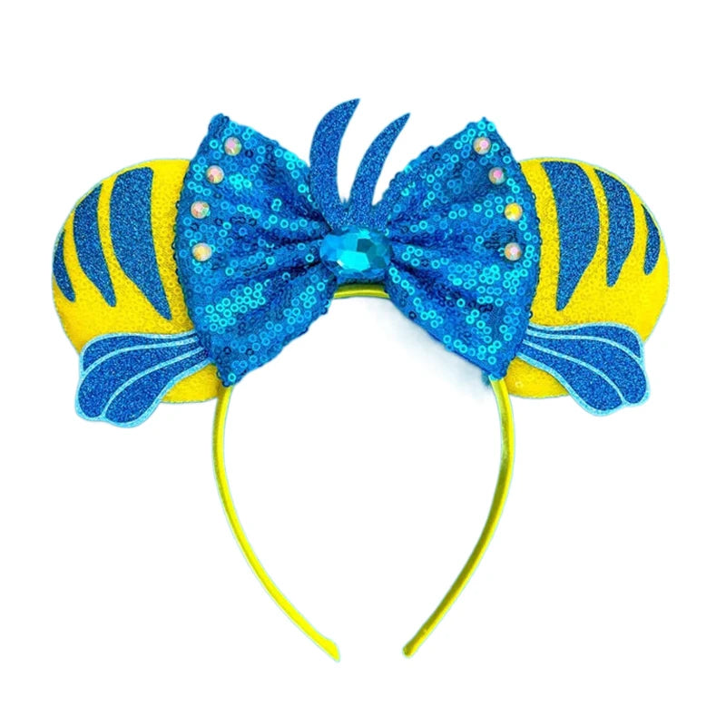 2025 New Style Mickey Minnie Ear Headband Sequin Bows Girl Adult Kids Halloween Party Cosplay Hair Accessories Princess Hairband