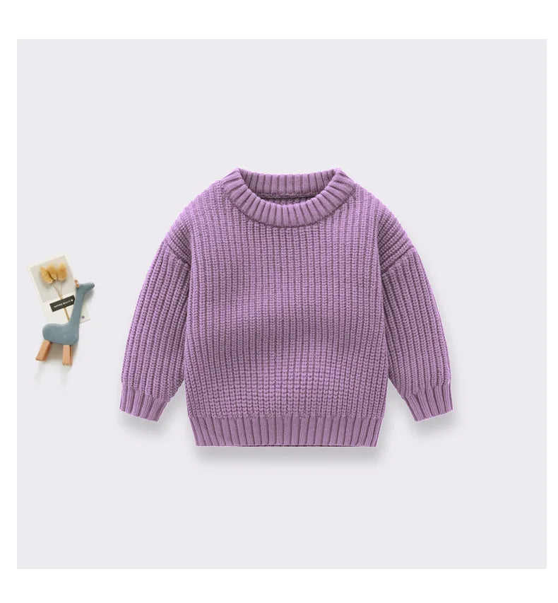 0-6T Newborn Baby Sweater Kid Boy Girl Winter Clothes Warm Thick Knit Pullover Top Infant Long Sleeve Basic Knitwear Outfit