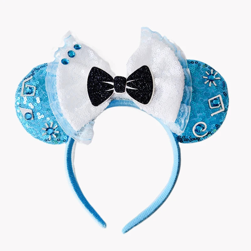 2025 New Style Mickey Minnie Ear Headband Sequin Bows Girl Adult Kids Halloween Party Cosplay Hair Accessories Princess Hairband