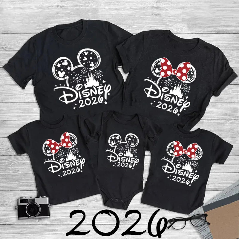 Disney Trip Mickey Minnie Mouse Family Matching Shirts Cotton Dad Mom Bro Sis Kids T Shirt Baby Rompers Matching Clothes