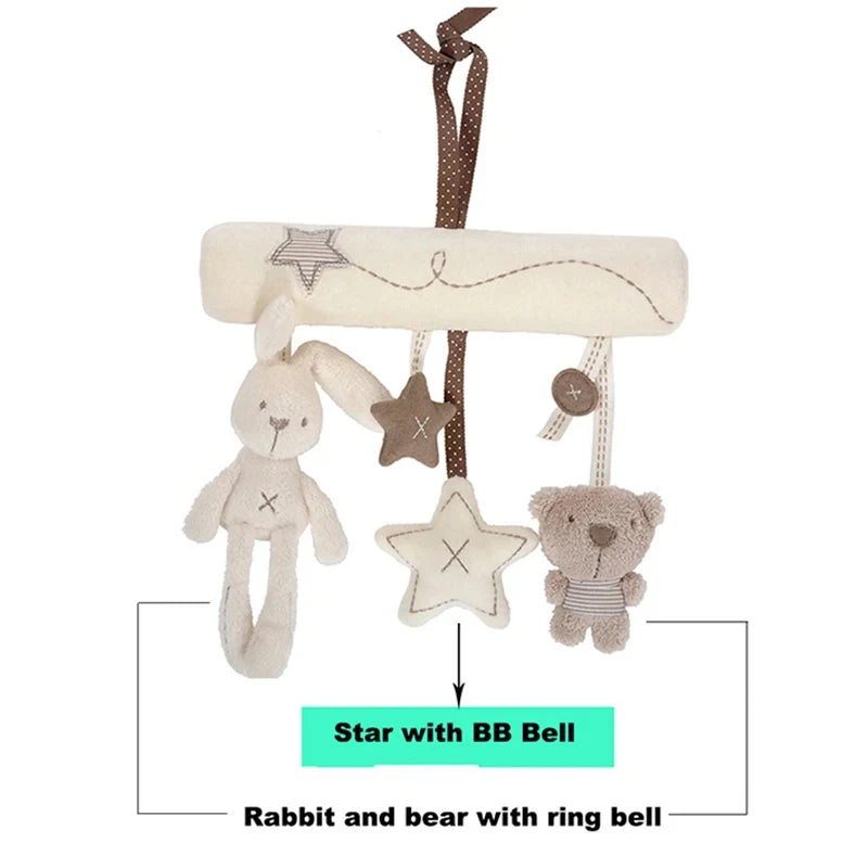 New Hanging Bed Rabbit Baby Hand Bell Safety Seat Plush Toy Multifunctional Plush Toy Stroller Mobile Gifts