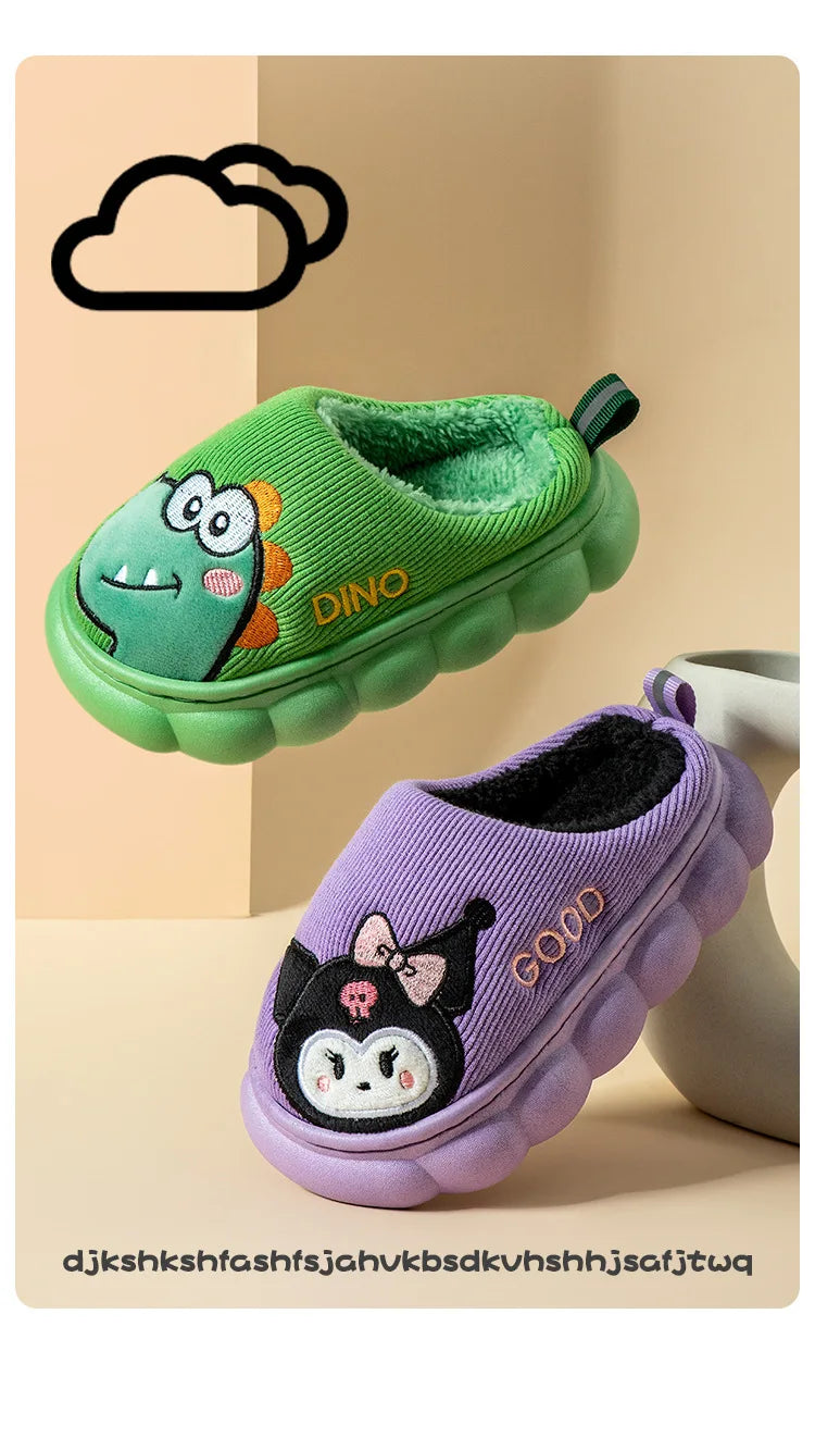 Autumn Winter Children Cotton Slippers Boys Toddler Indoor Anti Slip Warm Home Slipper Kids Girls Baby Cute Cartoon Plush Shoes