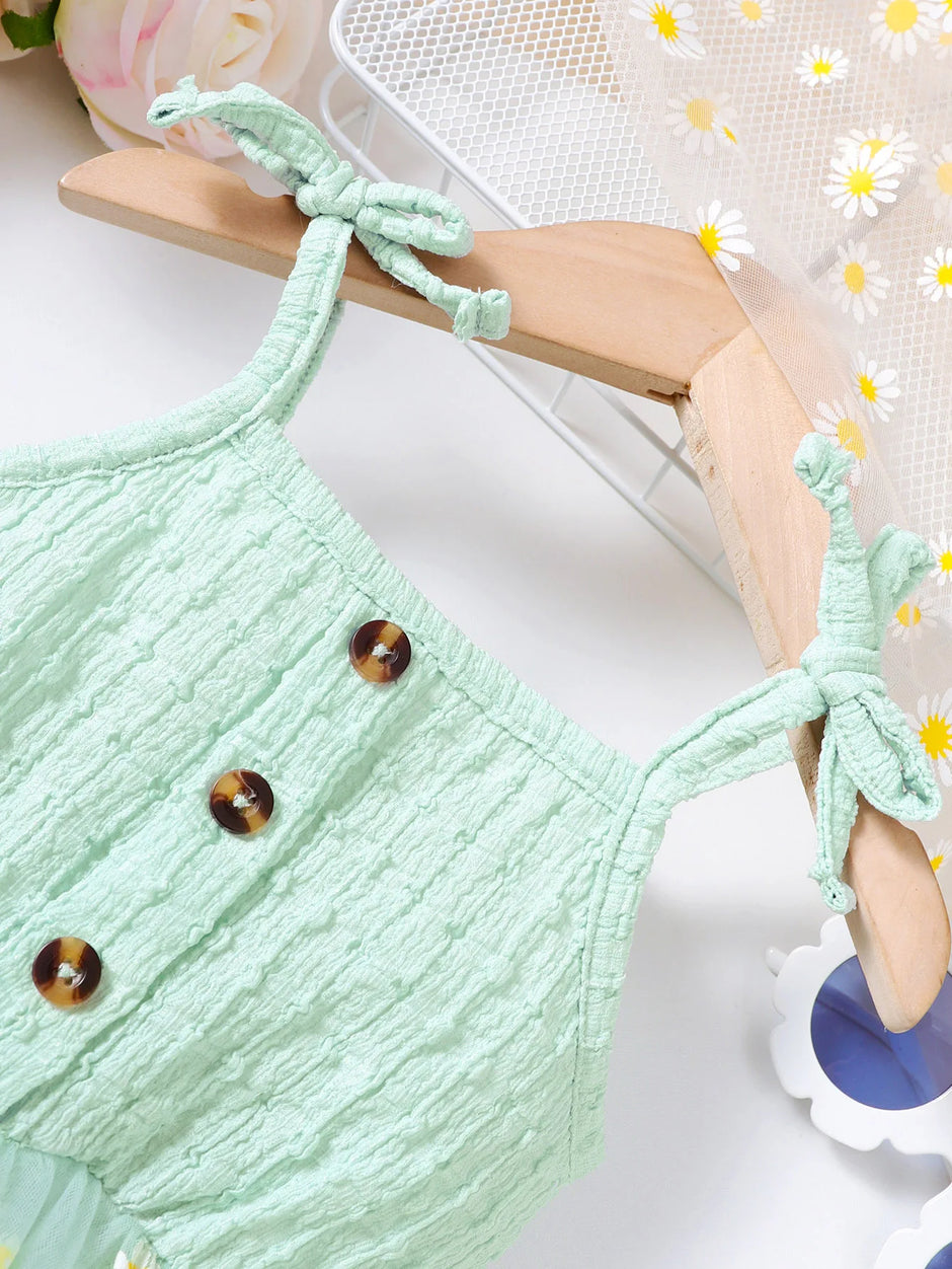 Baby girl Bodysuit Butterfly knot suspender small daisy chiffon fashionable Bodysuit for 3-24 Months cute Baby girl Clothing
