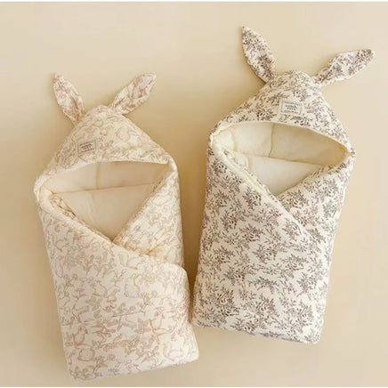 High Quality Cotton Newborn Swaddle Blanket with Cute Bunny Ears Hospital Delivery Wrap Extra Soft Thermal Baby Swaddling New