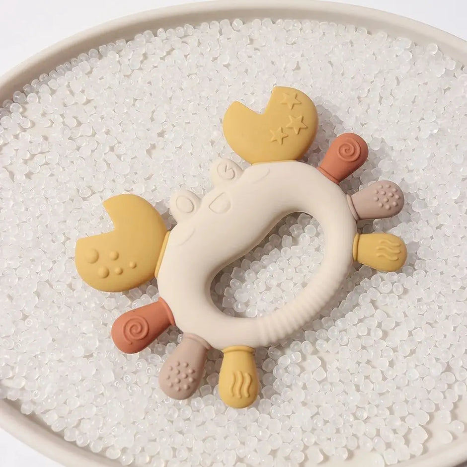 Crab-Shaped Baby Teether  Food-Grade Silicone Teething Toy  BPA-Free Chillable Infant Teether for Sore Gums 0-24 Months