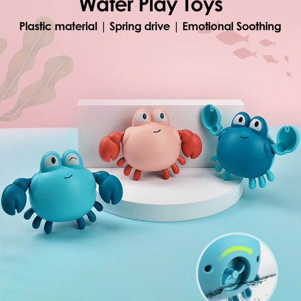 2Pcs Baby Toys Bathing Cartoon Animal Crab Swimming Pool Water Play Game Chain Clockwork Bath Toys For Children