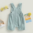 pudcoco Baby Summer Suspenders Jumpsuit Solid Color Sleeveless Romper with Pockets for Newborn Infant Boy Girls