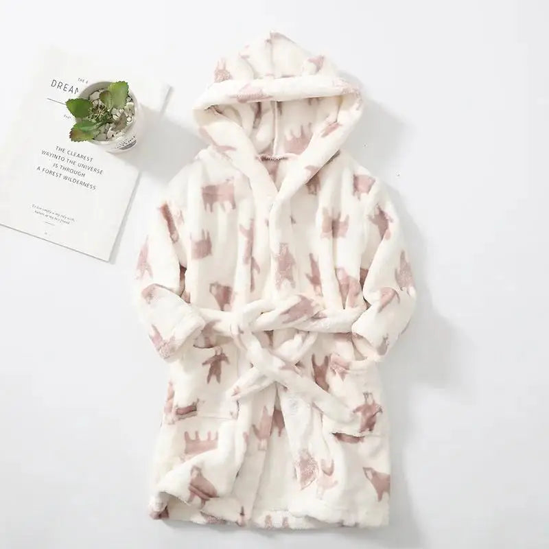 Warm Soft Children Flannel Pajamas Boy Astronaut Robe Winter Christmas Kids Bathrobe Baby Girl Homewear Child Sleepwear 2-12Year