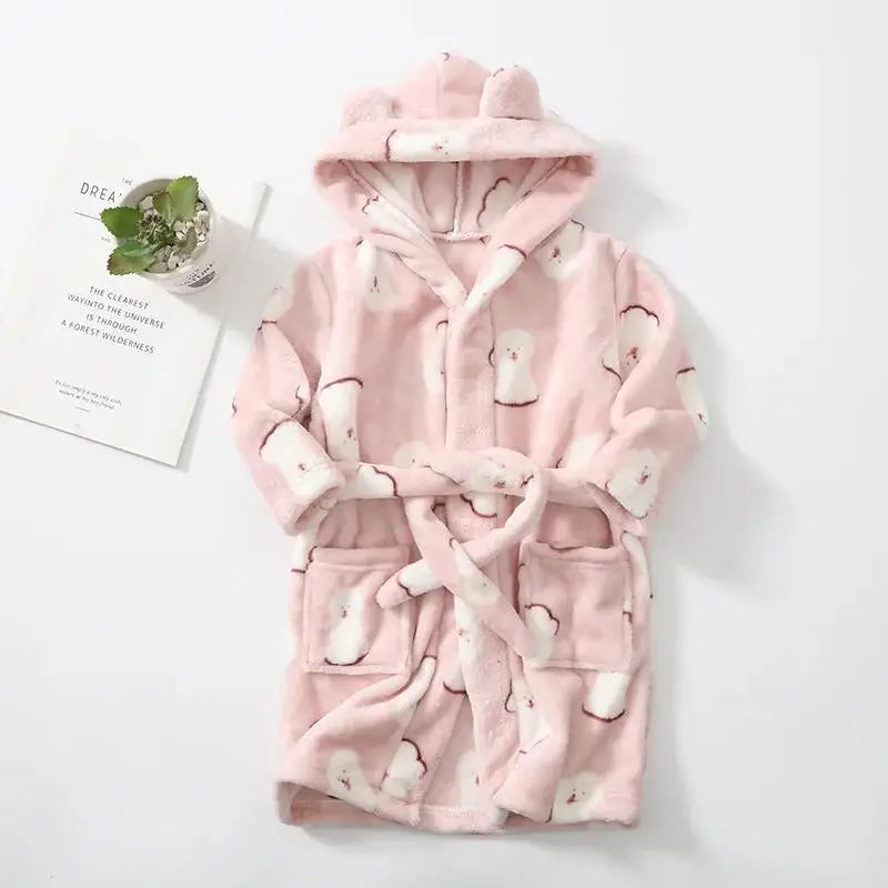 Warm Soft Children Flannel Pajamas Boy Astronaut Robe Winter Christmas Kids Bathrobe Baby Girl Homewear Child Sleepwear 2-12Year