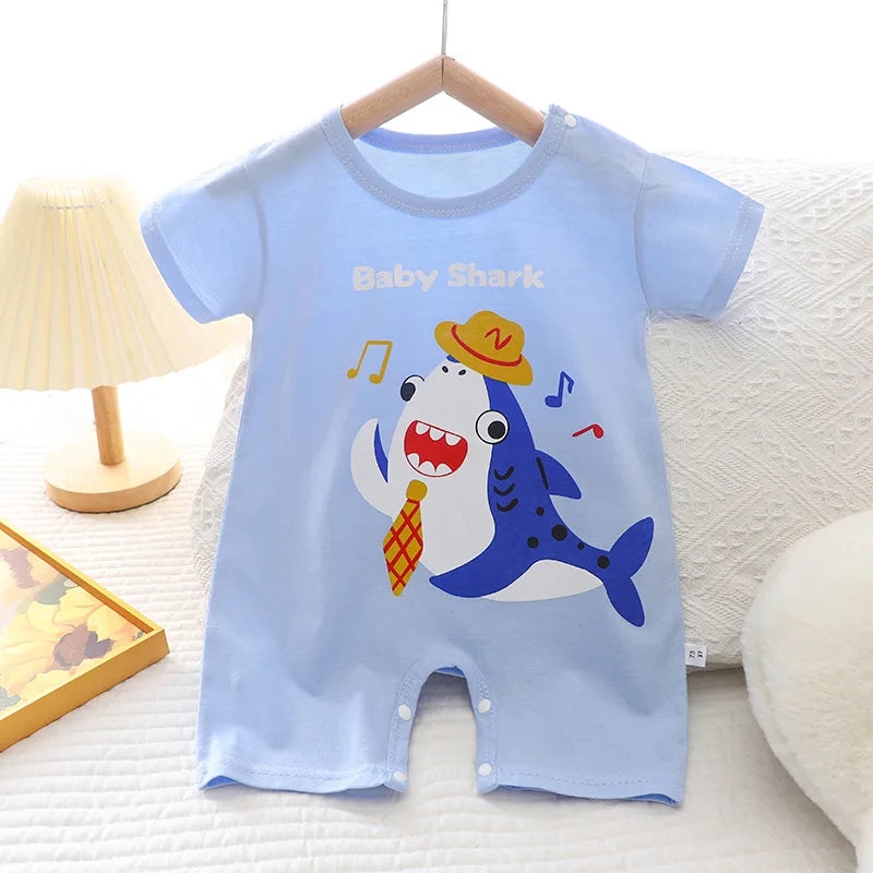 Infant Toddler Crawling Clothes Cotton Summer Boys Girls Thin Baby Short Sleeve Romper Children's Onesie