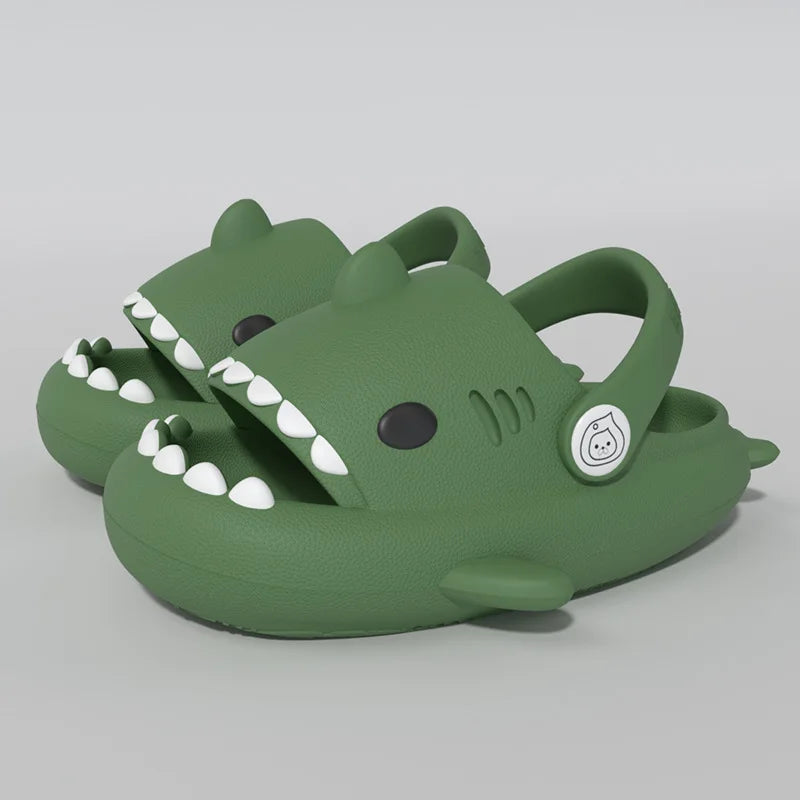 Children Sandals Kids Slippers Shoes Cartoon Shark Summer Boys Girls Baby Thick Soft Sole Non-slip