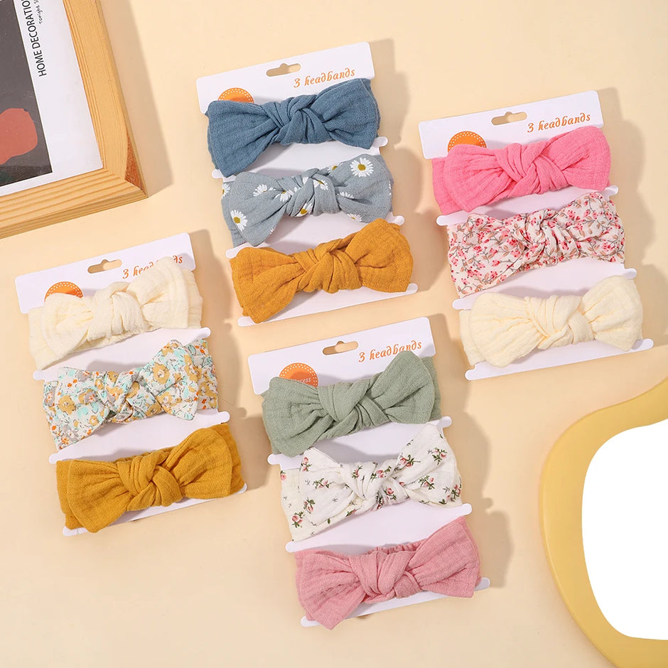 3pcs Baby Girls Headband Set Bow Knot Head Wrap Bandage Kids Toddlers Headwear Hair Band Infant Baby Newborn Hair Accessories