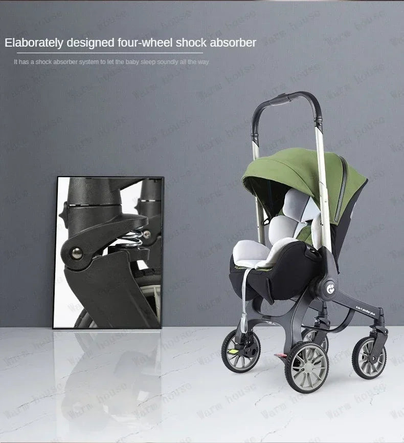 2025 New Baby Stroller 4in1 Multifunctional Newborn Baby Stroller 3in1 Foldable Basket Type Seat Lightweight Travel Pram