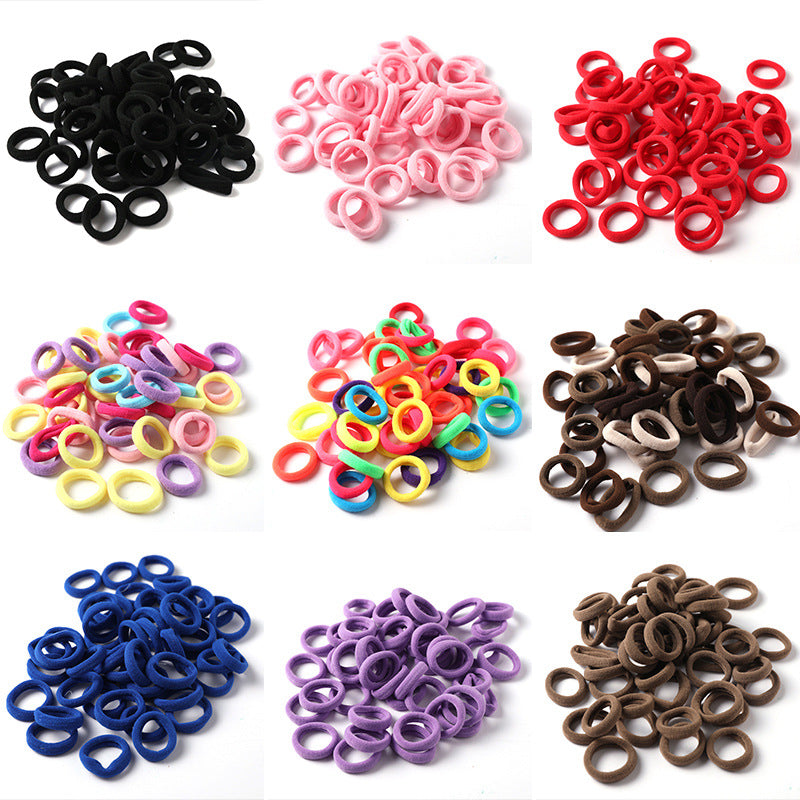 50pcs 3cm Candy Color Nylon Elastic Hair Bands Rubber Bands Scrunchies Hair Ropes Ponytail Holder Hair Accessories Set Black Red