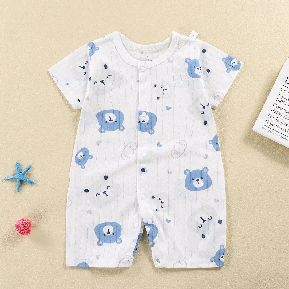 New Baby Onesies Climbing Clothes Pure Cotton Summer Newborn Boys Girls Rompers Short-Sleeved Thin Harness Infant Clothes