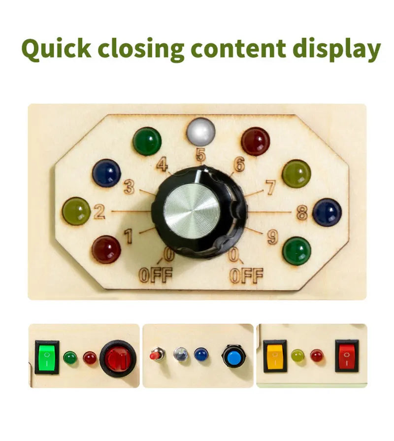 Montessori Busy Board Children Toys Led Light Switch Simulate Car Steering Wheel Travel Activities Sensory Game Educational Toys