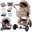 Baby Stroller 3‑in‑1 Travel System Pushchair Lightweight Pram from Birth All‑Terrain Baby Buggy Compact Fold Stroller Summer