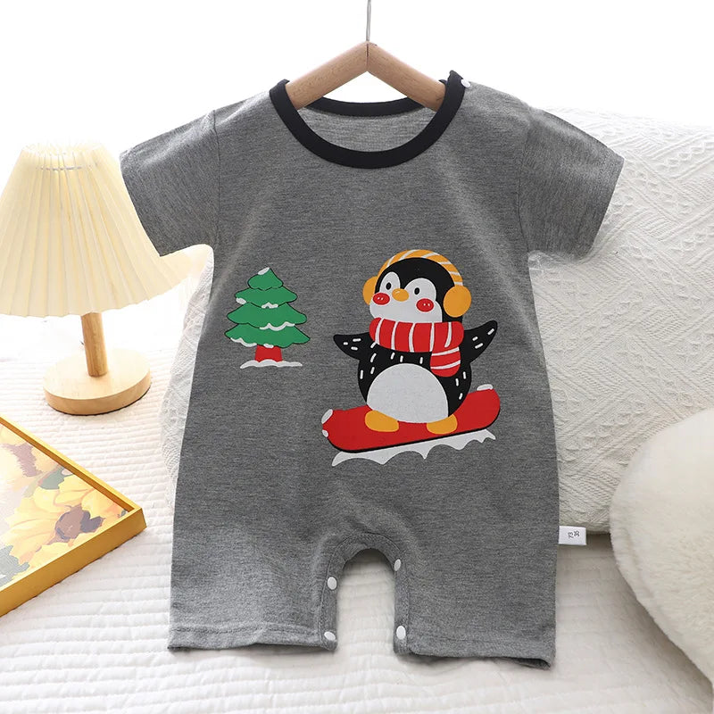 Infant Toddler Crawling Clothes Cotton Summer Boys Girls Thin Baby Short Sleeve Romper Children's Onesie