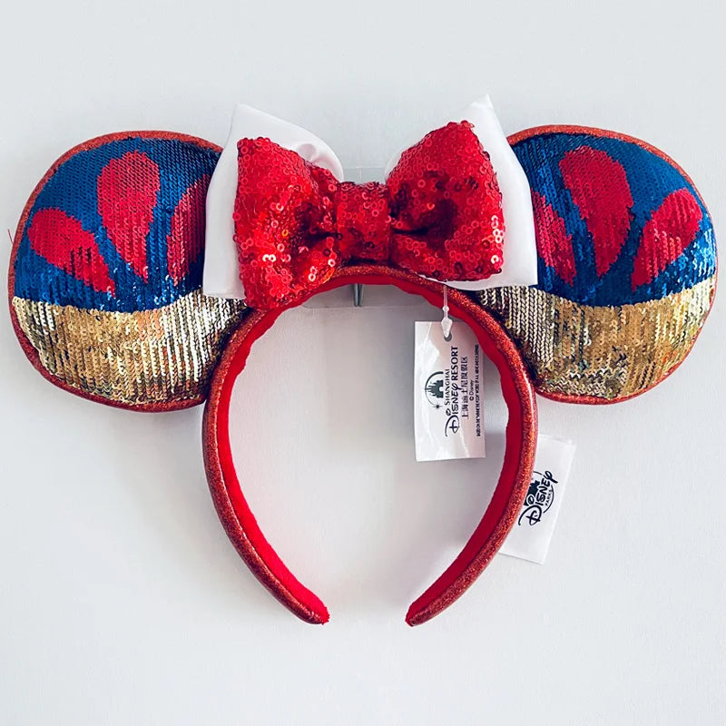 Disney Princess Headband Mickey Ear Rapunzel Snow White Sequin Bow Hair Hoop Gift Girl Accessories Halloween Gift Christmas Jack