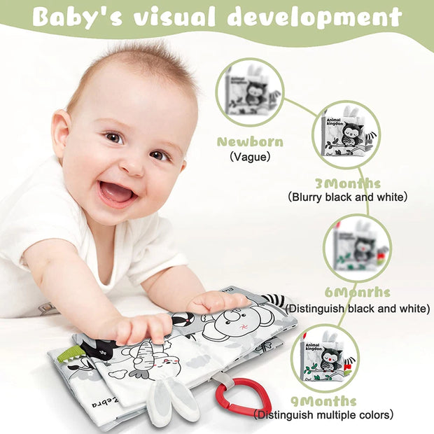 Baby Cloth Book Toy Black White Activity Sensory Books Babies Kids Early Development Montessori Toys 0 12 Months Toddler Gifts