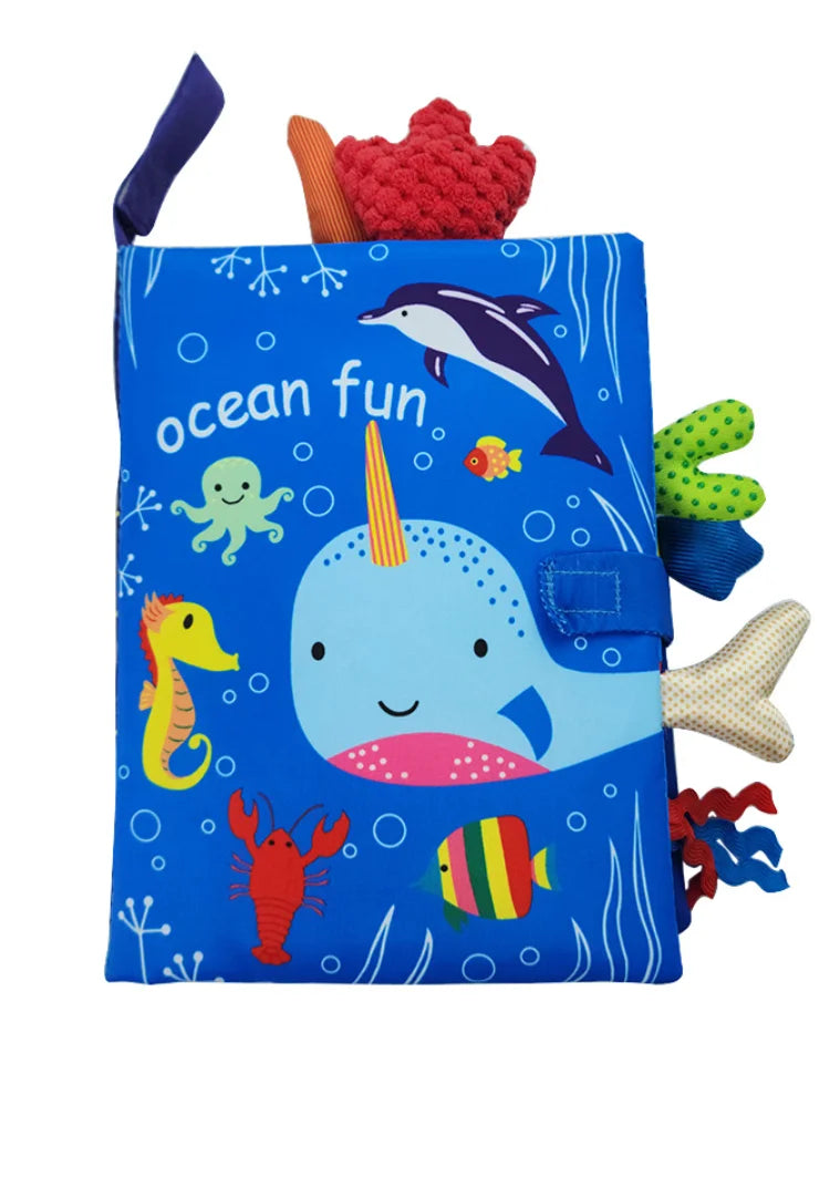0-36M Baby Early Learning Toy Tail Cloth Book Parent-child Interactive Sound Paper Puzzle Cloth Book Rattle