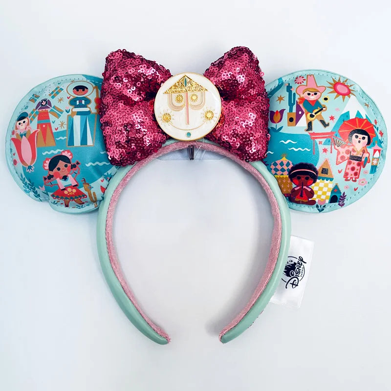 Disney Princess Headband Mickey Ear Rapunzel Snow White Sequin Bow Hair Hoop Gift Girl Accessories Halloween Gift Christmas Jack