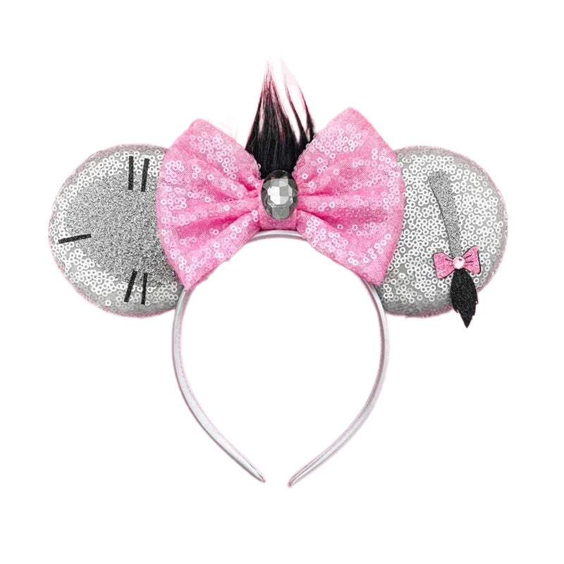 2025 New Style Mickey Minnie Ear Headband Sequin Bows Girl Adult Kids Halloween Party Cosplay Hair Accessories Princess Hairband