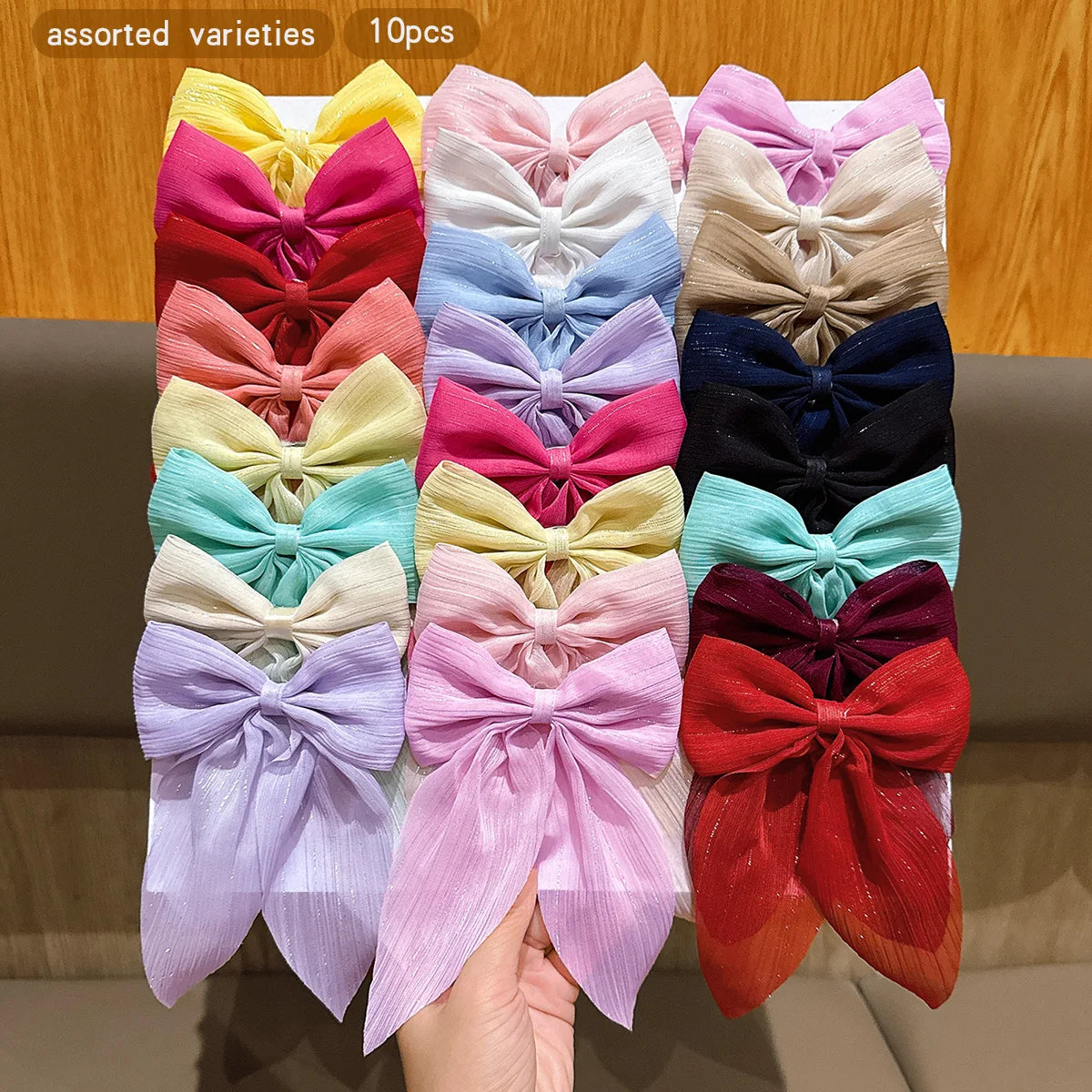 10 colors of random bow hair clips suitable for daily use as hair accessories
