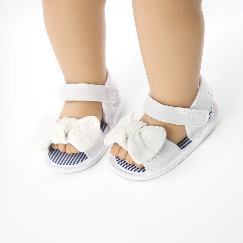 Infant Baby Girls Summer Sandals with Flower Soft Sole Newborn Toddler First Walker Crib Dress Shoes