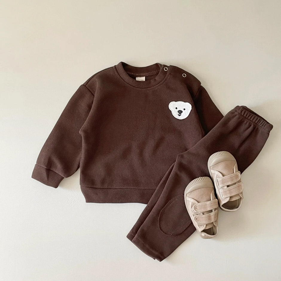 Infant Baby Boys Girl Clothes Newborn Autumn Long Sleeve Goose Bear Pattern Cotton Tops Casual Pants Toddler Clothing Outfit Set