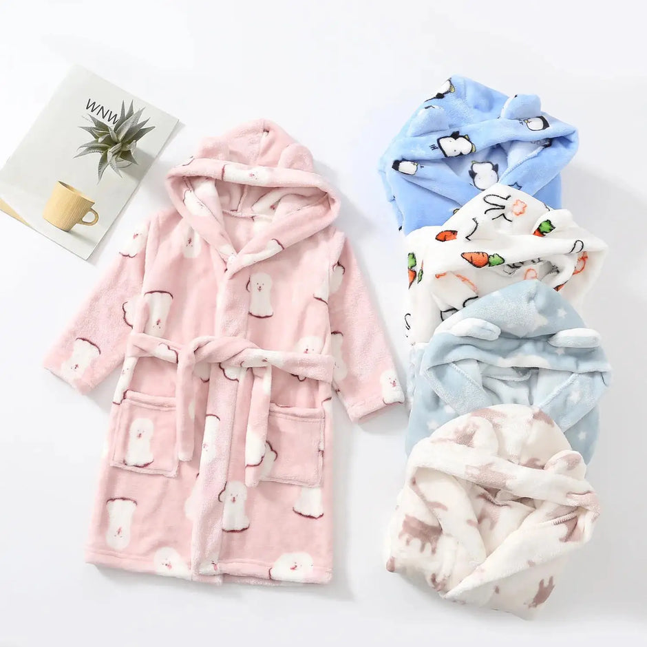 Warm Soft Children Flannel Pajamas Boy Astronaut Robe Winter Christmas Kids Bathrobe Baby Girl Homewear Child Sleepwear 2-12Year