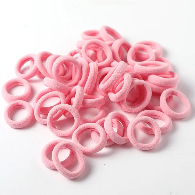 50pcs 3cm Candy Color Nylon Elastic Hair Bands Rubber Bands Scrunchies Hair Ropes Ponytail Holder Hair Accessories Set Black Red