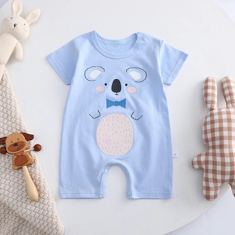 Infant Toddler Crawling Clothes Cotton Summer Boys Girls Thin Baby Short Sleeve Romper Children's Onesie