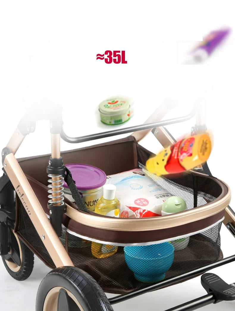 Baby Stroller 3 in 1 With Car Seat,High Landscape  Stroller Luxury Infant Stroller Set Newborn Baby Car Seat Trolley Pushchair