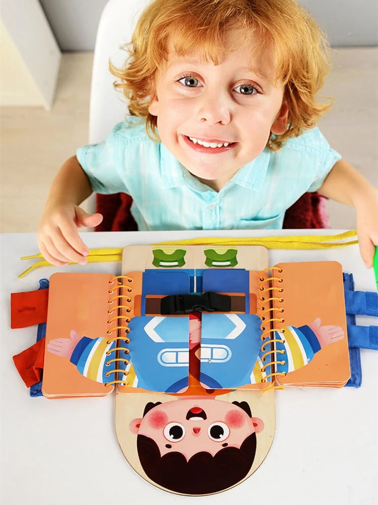 Multi-layer Wooden Busy Board For Children Montessori Early Education Games Toddlers Quiet Books Sensory Toy Practice Dressing