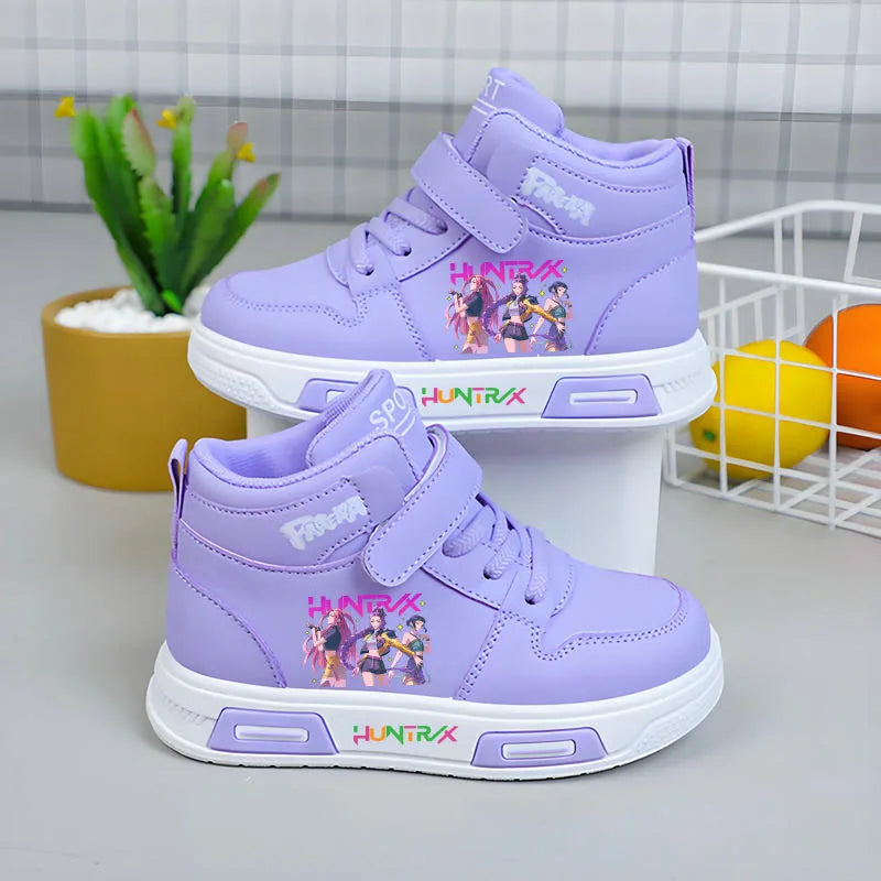 New Kpop Demon Hunter Children Sneakers For Girls High-Top Shoe Autumn White Shoe Casual Running Shoe Anti Slip Soft Sole Tenis