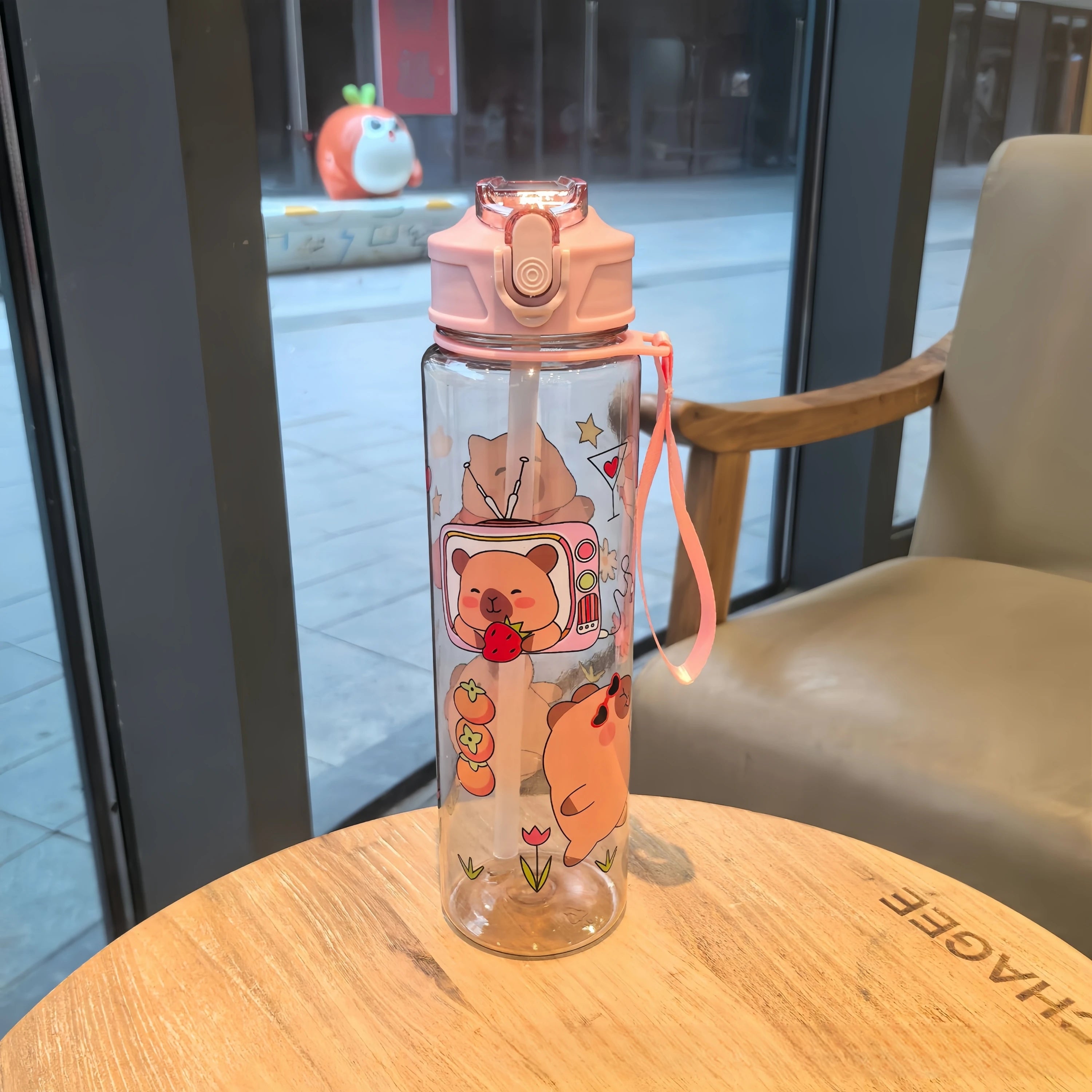 800ML Kids Water Sippy Cup Creative Cartoon Cup with Straws Leakproof Water Bottle Outdoor Portable Children's Plastic Water Cup