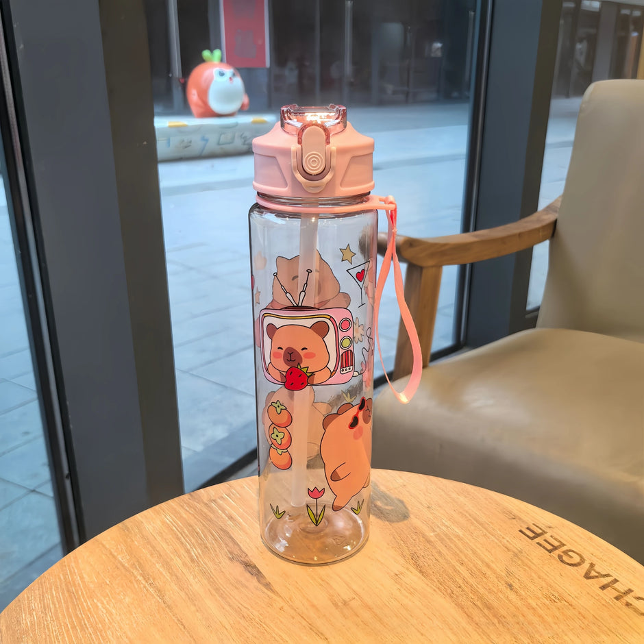 800ML Kids Water Sippy Cup Creative Cartoon Cup with Straws Leakproof Water Bottle Outdoor Portable Children's Plastic Water Cup