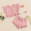 ma&baby 6M-4Y Toddler Infant Kid Baby Girl Clothes Sets Ruffle Button Tops Shorts Summer Casual Clothing Outfits