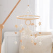 Baby Crib Mobile Bed Bell Rattle Toys Wooden Crochet Stars Pendant Bed Bell Toys Newborn Comfort Crib Bracket Hanging Toys Gifts