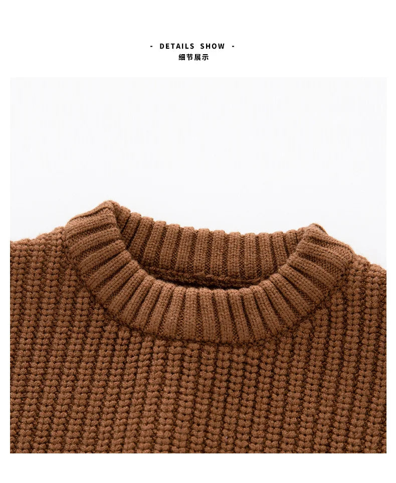 0-6T Newborn Baby Sweater Kid Boy Girl Winter Clothes Warm Thick Knit Pullover Top Infant Long Sleeve Basic Knitwear Outfit