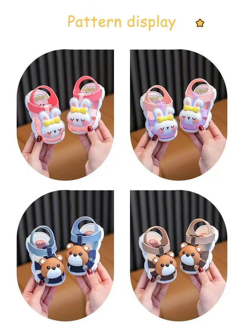 High Quality Comfortable Breathable Baby Children Outdoor Sandals Simple Versatile Cute Cartoon Boys Girls Infants Walking Shoes
