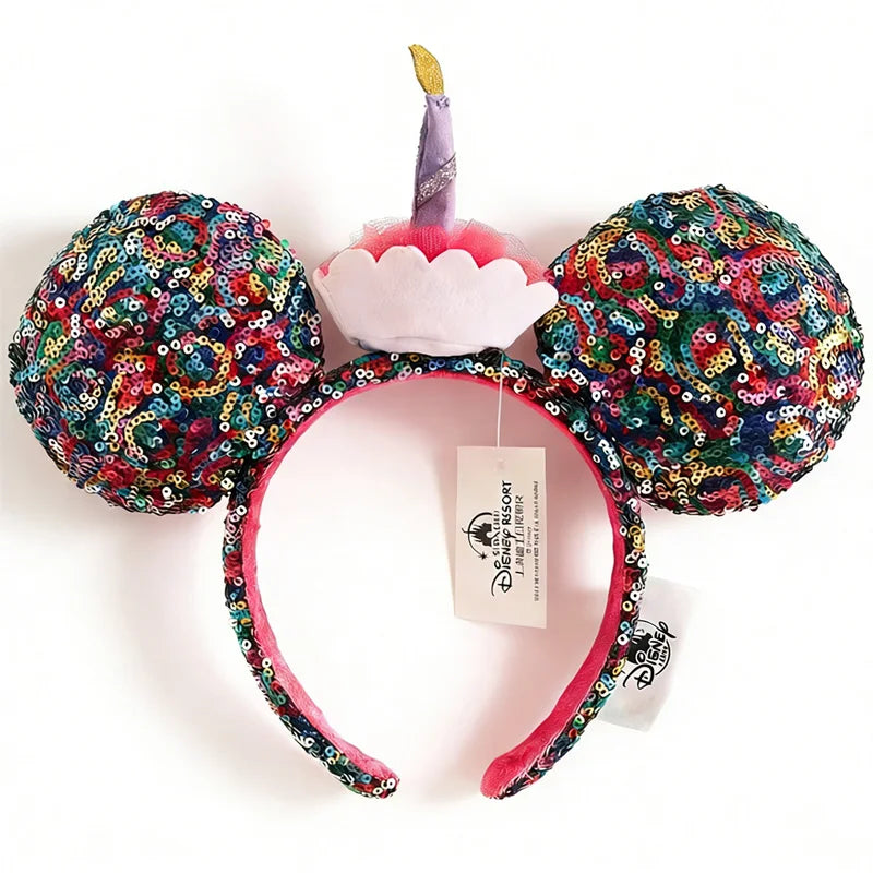 Disney Princess Headband Mickey Ear Rapunzel Snow White Sequin Bow Hair Hoop Gift Girl Accessories Halloween Gift Christmas Jack