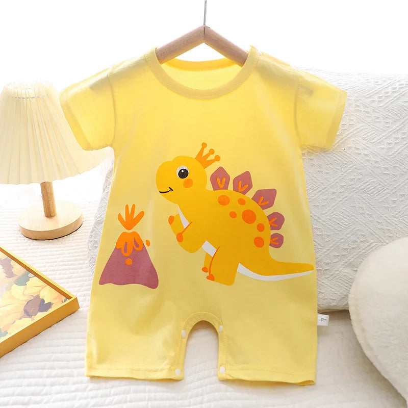 Infant Toddler Crawling Clothes Cotton Summer Boys Girls Thin Baby Short Sleeve Romper Children's Onesie