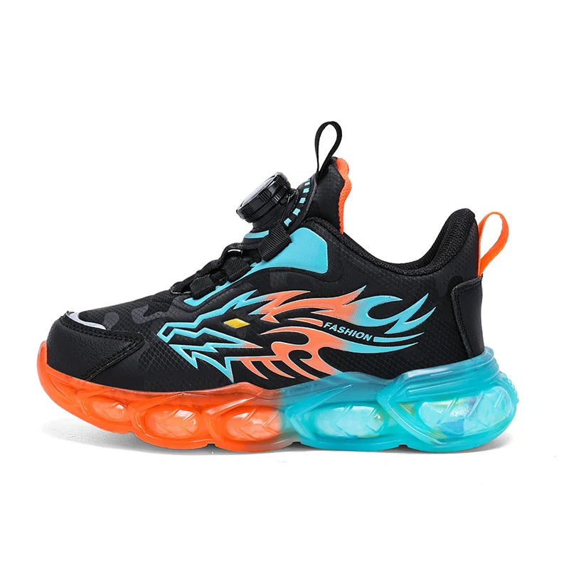 New Anti-skid Leather Kids Sneakers for Boys Running  Walking Lightweight Casual Shoes With Fashion Dragon Pattern Size 28-39