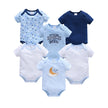 New Baby Boy Clothes Summer 100%Cotton Blue Grey Tie Print Three Piece Short Sleeve Bodysuit Pants vetements bebe For 0-12M