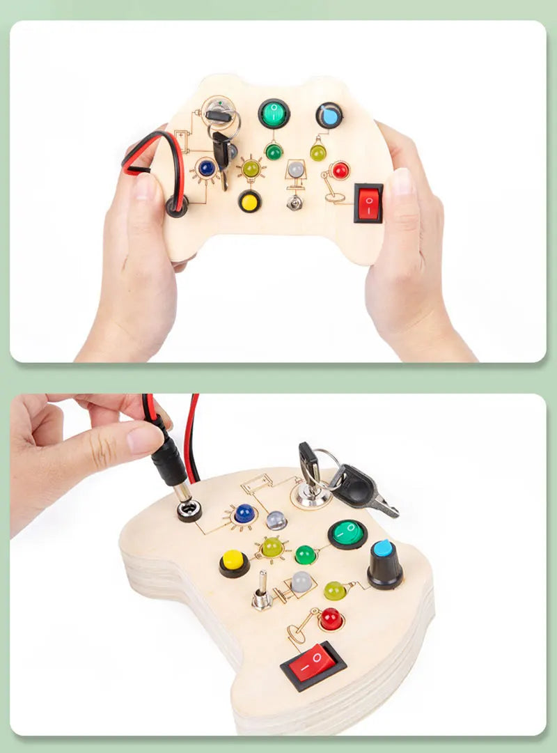 Montessori Busy Board Children Toys Led Light Switch Simulate Car Steering Wheel Travel Activities Sensory Game Educational Toys
