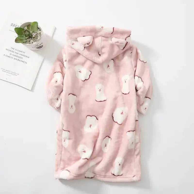 Warm Soft Children Flannel Pajamas Boy Astronaut Robe Winter Christmas Kids Bathrobe Baby Girl Homewear Child Sleepwear 2-12Year