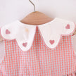 2PCS/SETSummer Girls' Dress New Foreign Trade Sweet Love Embroidered Lapel Simple Plaid Tank Top Skirt Strap Bag